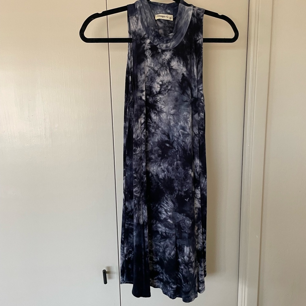 Ginger G Tie Dye Mock Neck Swing Mini Dress | Boho Festival | S